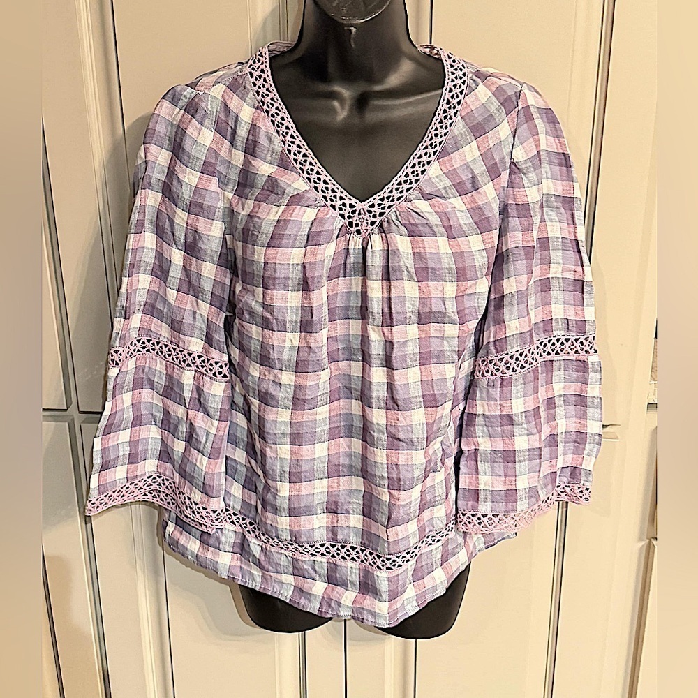 CHICOS blouse checkered size 0